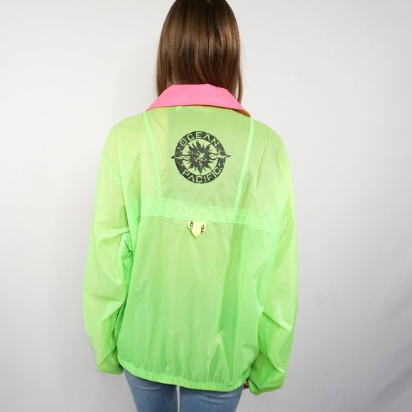 VINTAGE Ocean Pacific Neon Pullover Windbreaker - Picture 5 of 7